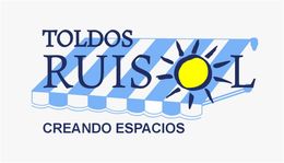 Logotipo de TOLDOS RUIZ-OL con un toldo azul, un icono de sol y el texto “CREANDO ESPACIOS”.