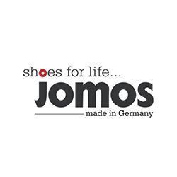 Jomos-Logo mit dem Schriftzug „Schuhe fürs Leben…“ und „Made in Germany“ auf weißem Hintergrund