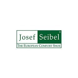 Josef Seibel Logo in Grün und Weiß mit dem Slogan „Der europäische Komfortschuh“