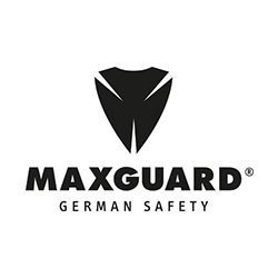 MAXGUARD Deutsches Sicherheitslogo mit schwarzem Schildsymbol auf weißem Hintergrund