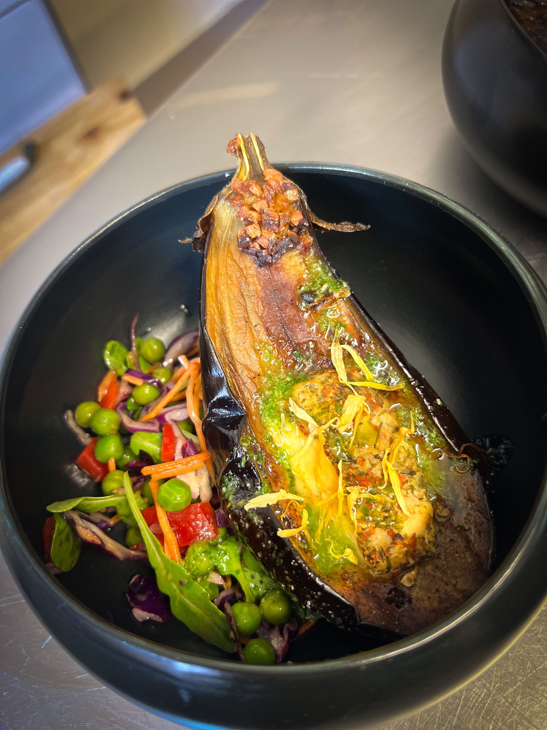 Aubergines grillées et farcies