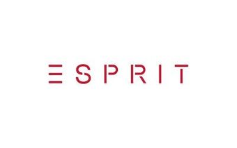 Das Esprit-Logo ist rot und weiß auf weißem Hintergrund.