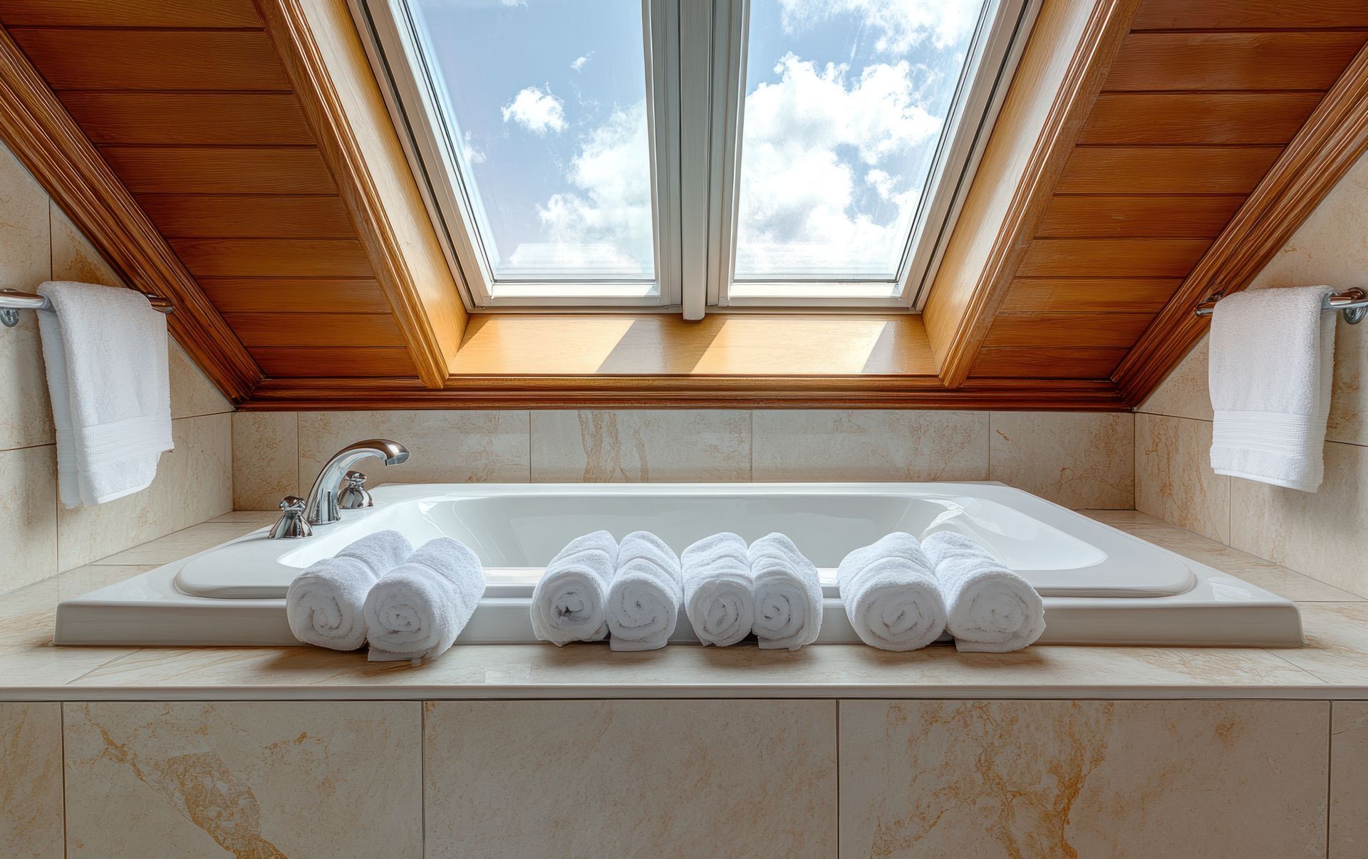 Verrière de toit au-dessus d'une baignoire