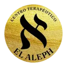 Un logotipo para el centro terapéutico El Aleph con un símbolo hebreo.