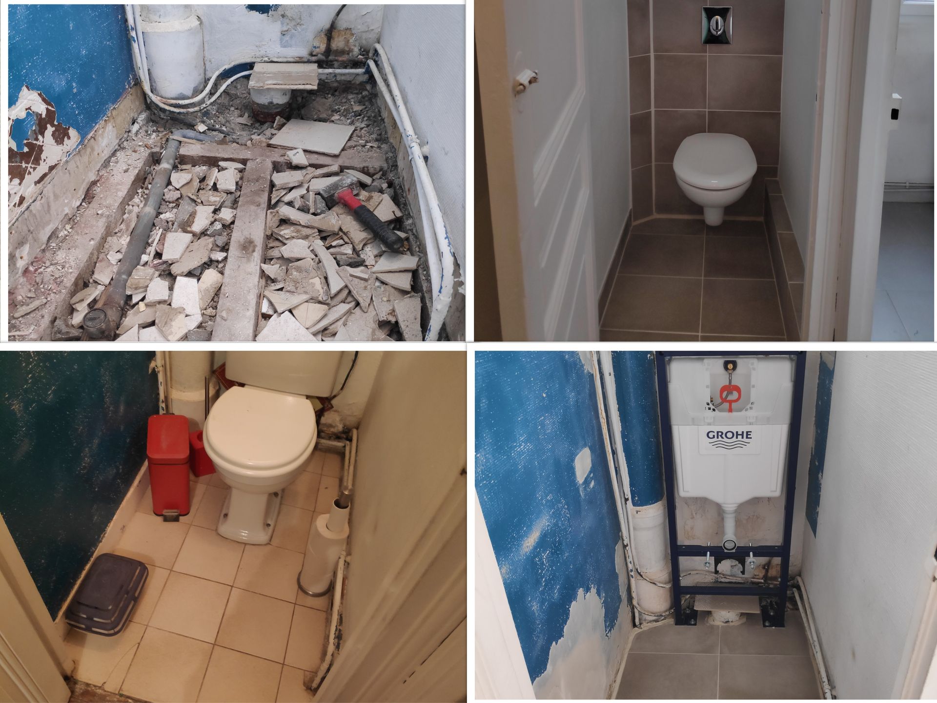 Installation d'un wc suspendu