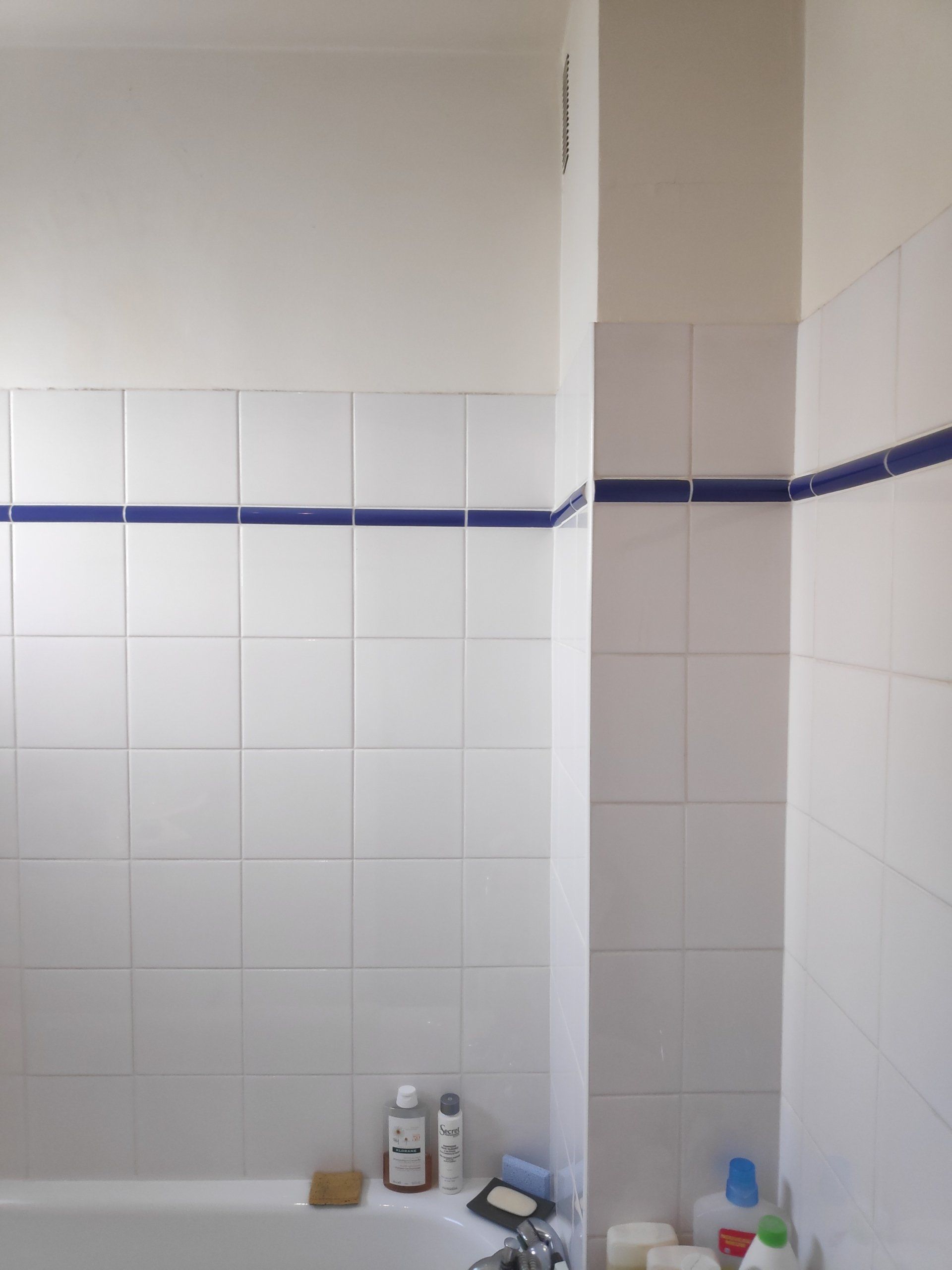 Revêtement mur carrelage blanc salle de bain