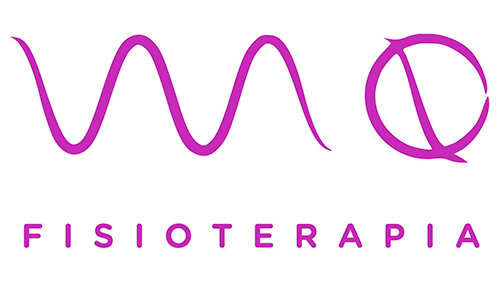 Logotipo de onda y círculo de color morado con la palabra "FISIOTERAPIA" debajo.