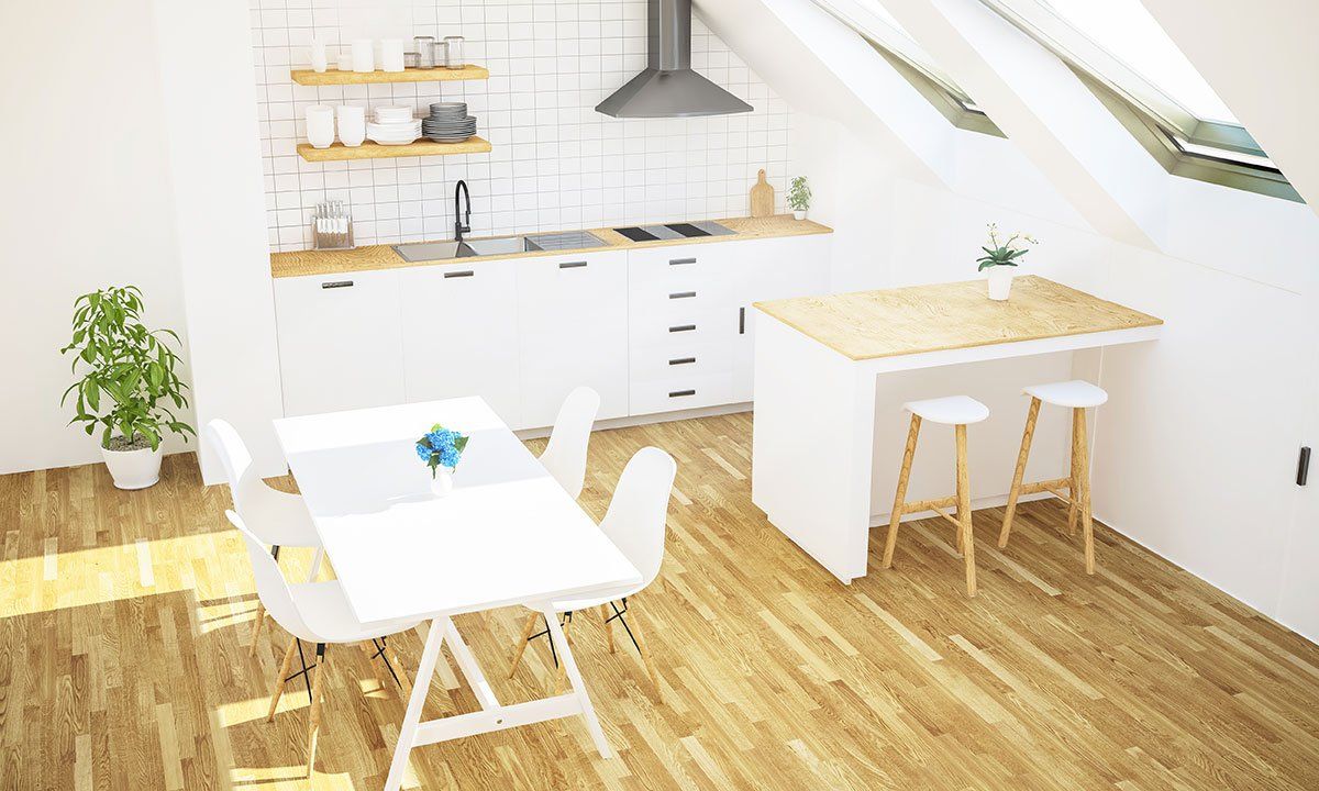 Cuisine aménagée sous les combles