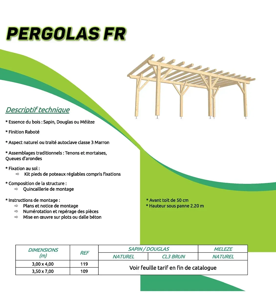 Description de pergolas FR avec dessin