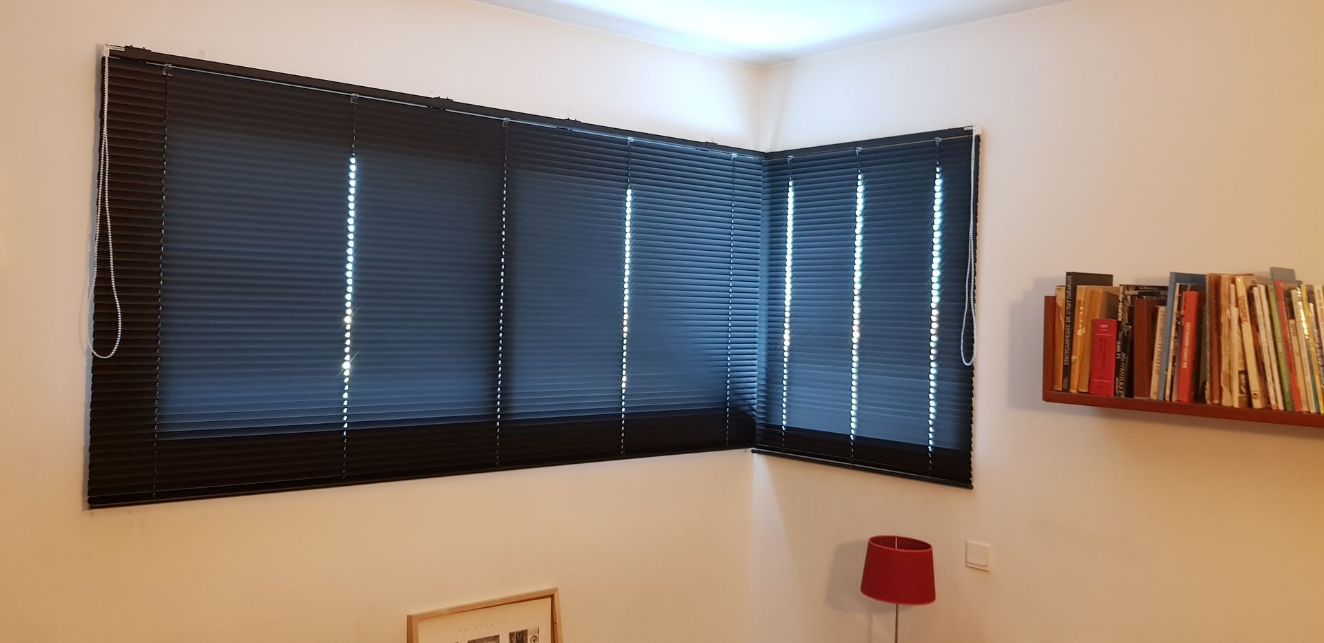 Stores intérieurs noirs modernes fermés.