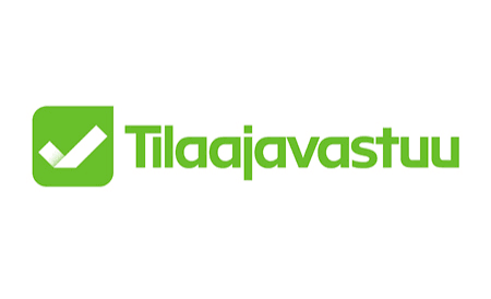 TilaaJavastuulogo, vihreä valintamerkkikuvake vihreällä tekstillä valkoisella taustalla