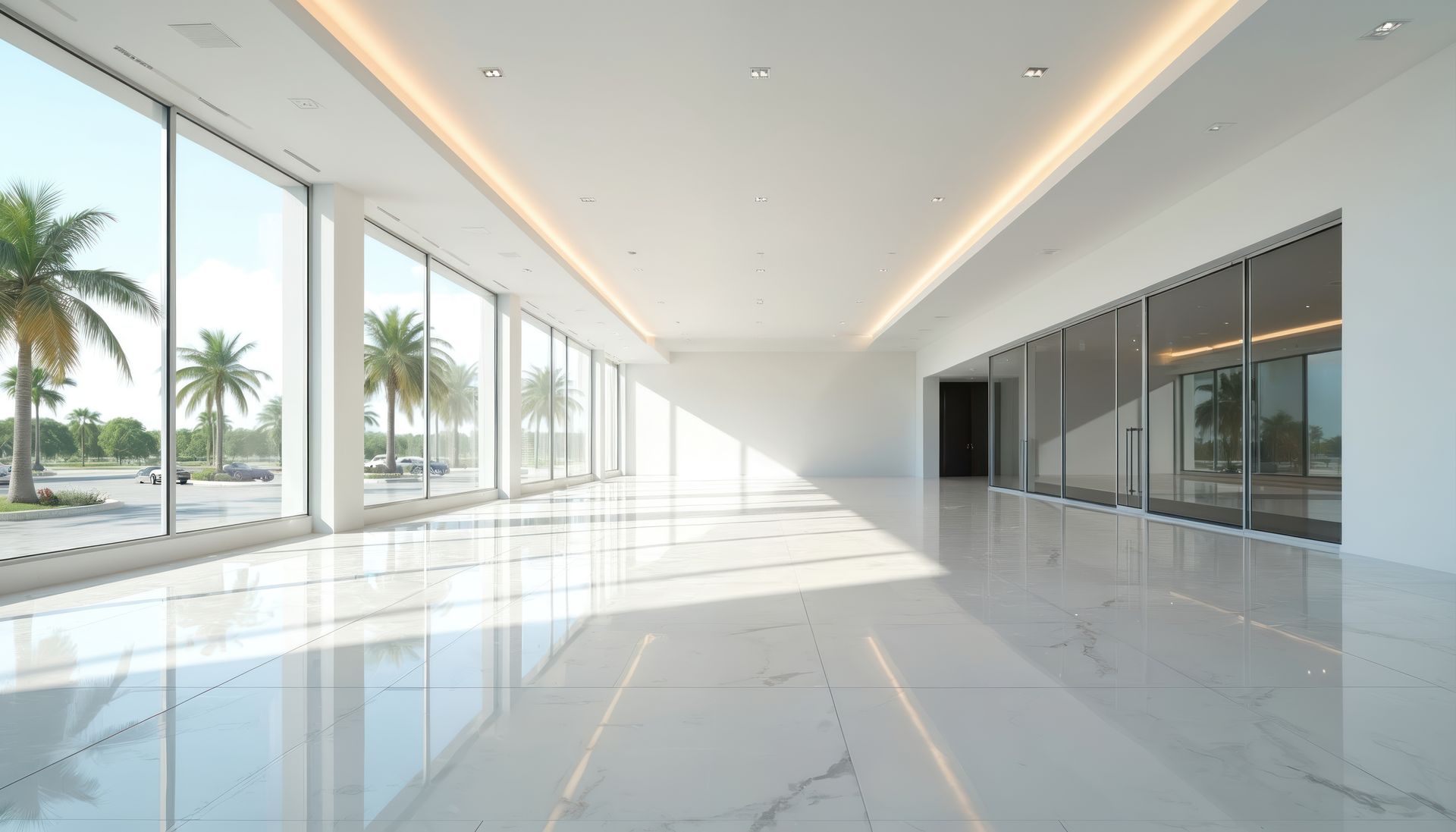 Carrelage extérieur blanc d'une villa