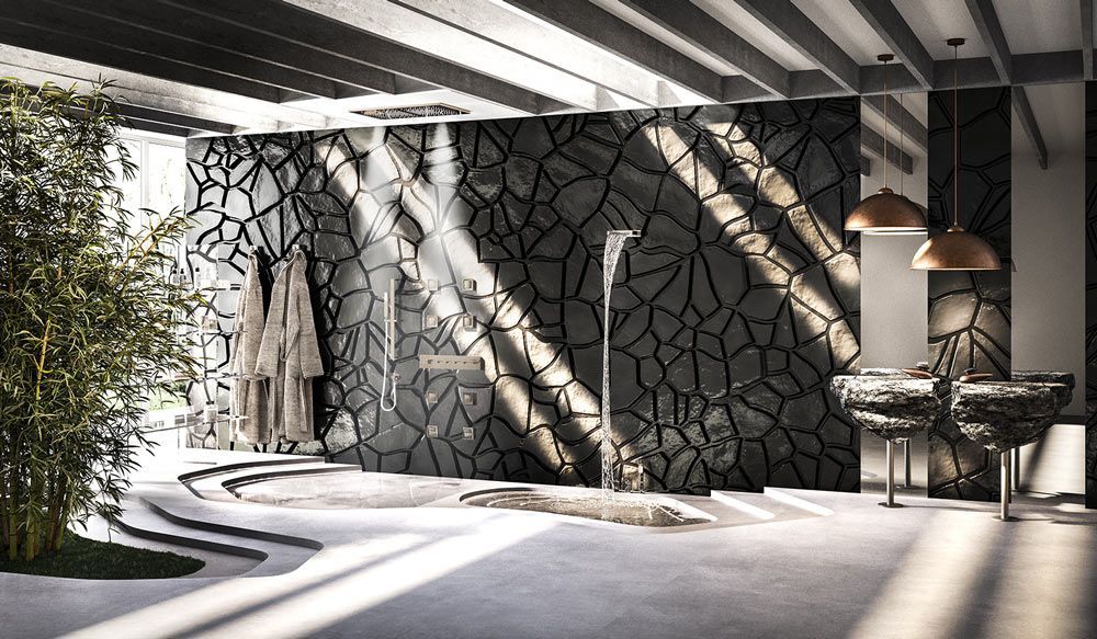 Paroi de douche en pierres naturelles