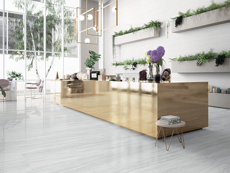 Carrelage intérieur de cuisine gris