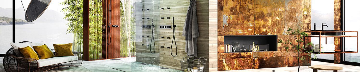 Cabine de douche au carrelage mural