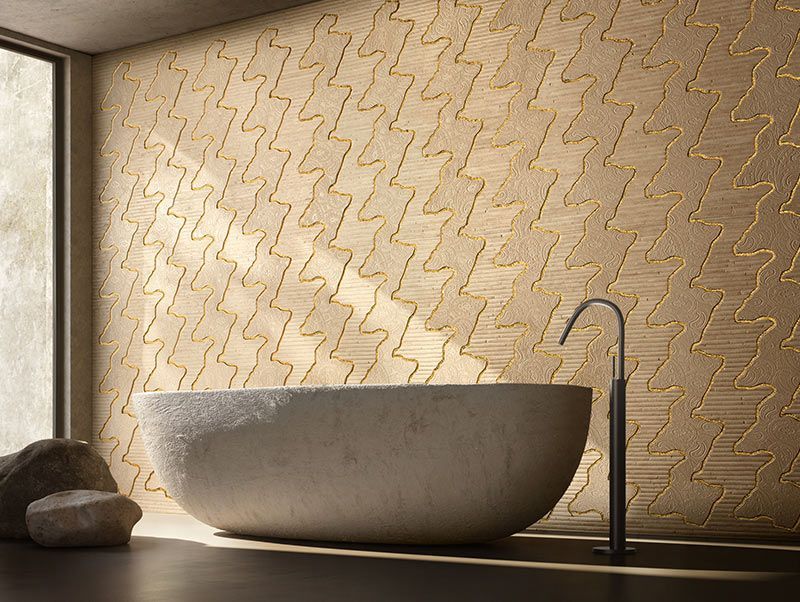 Mur de salle de bains en pierres naturelles