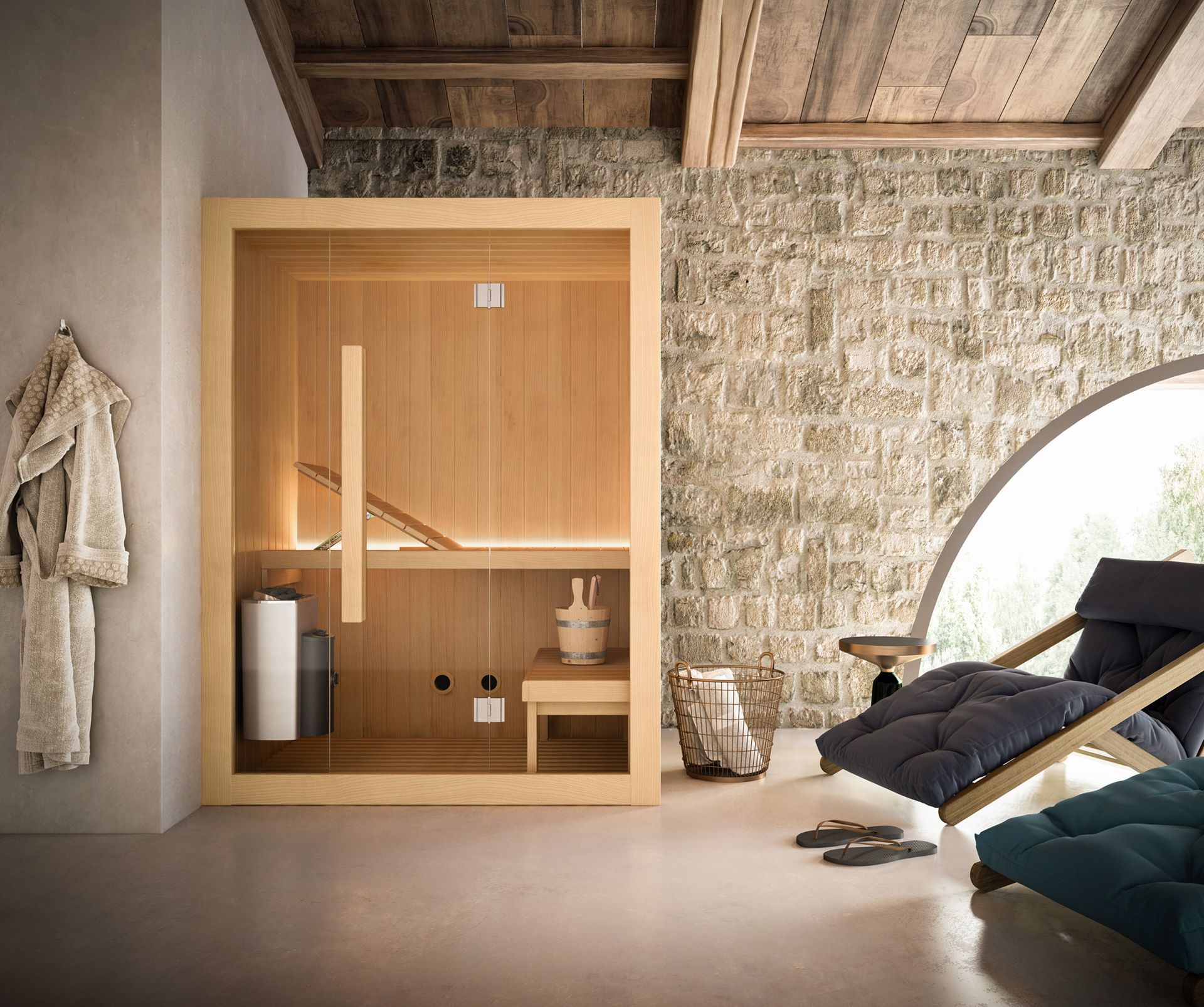 Vue extérieure d'une cabine de hammam