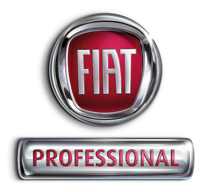 ein rotes und silbernes Fiat-Logo auf weißem Hintergrund