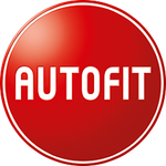 ein rotes Autofit-Logo auf weißem Hintergrund .