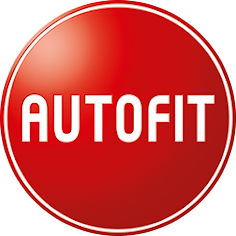 ein rotes Autofit-Logo auf weißem Hintergrund .