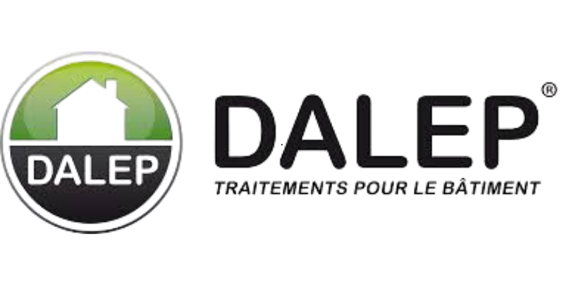 Logo de DALE, une entreprise de traitement des bâtiments. Le logo comprend une icône de maison à l'intérieur todo va bien.
