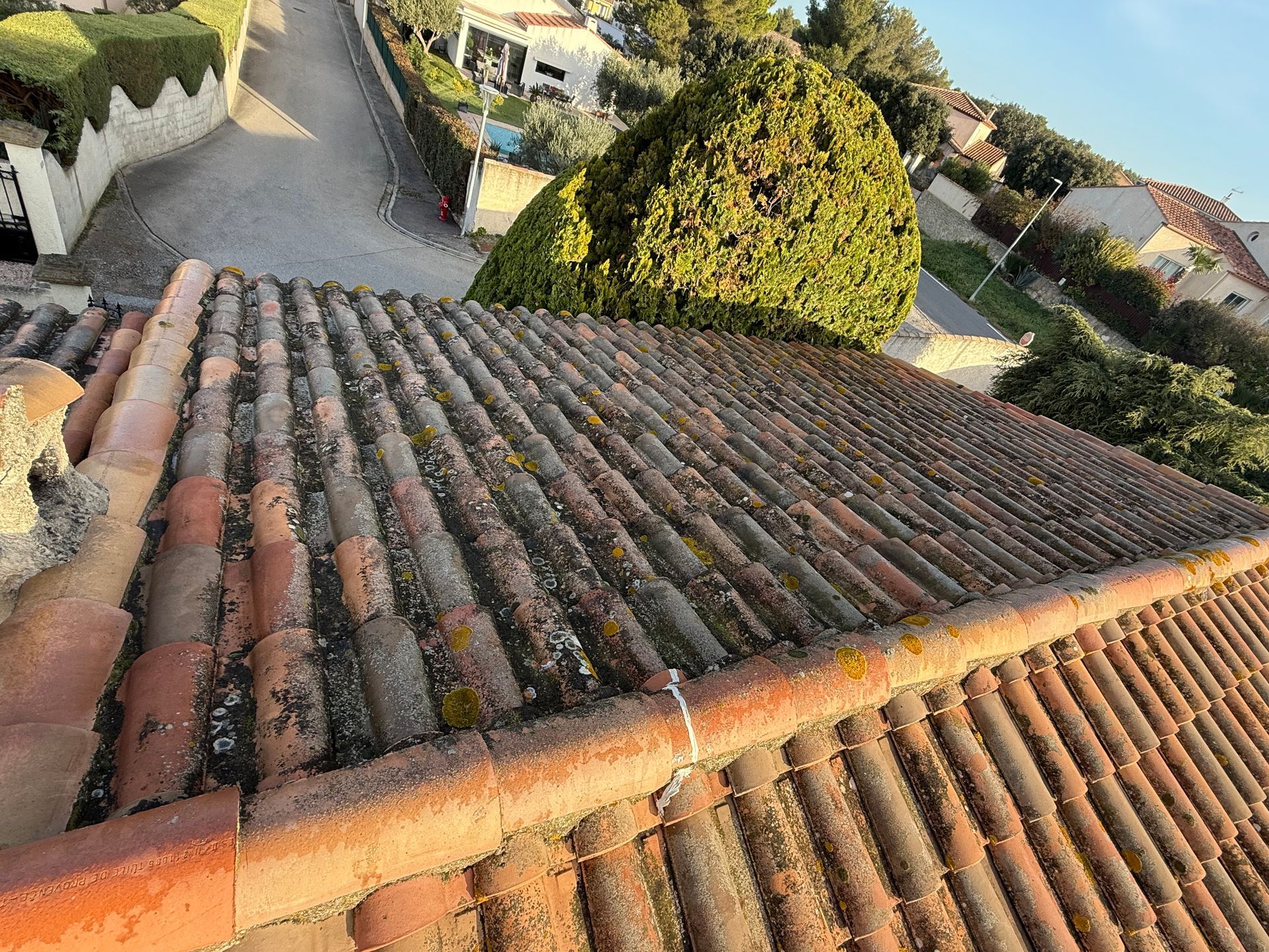 Une toiture avec des tuiles