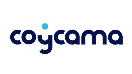 Logotipo de Coycama en azul oscuro con un punto azul claro encima de la “y”.