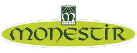 Logotipo de Monestir en verde y negro con forma ovalada y tipografía estilizada.