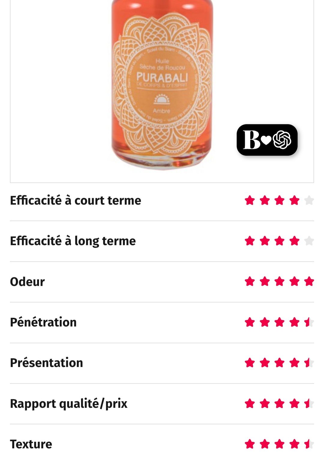 Purabali huile sèche de Roucou