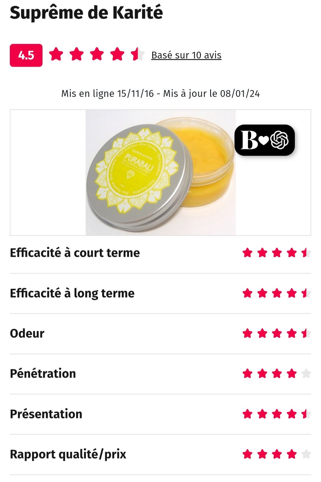 Suprême de karité Purabali