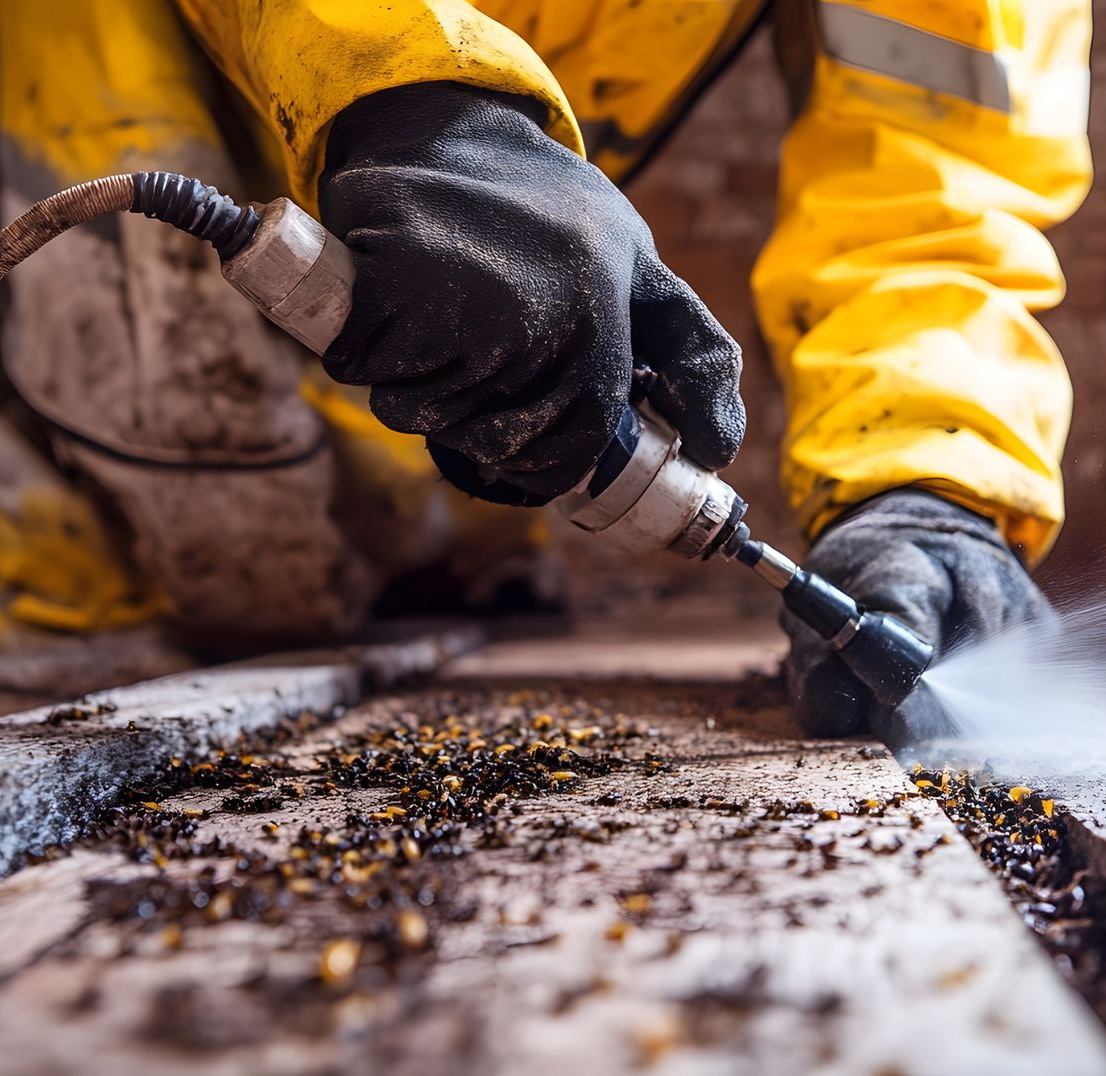 Pulvérise du produit sur du bois infesté de termites