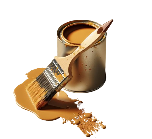 Un pot de peinture et un pinceau