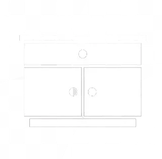 Un dibujo en blanco y negro de un armario con dos puertas y un cajón.