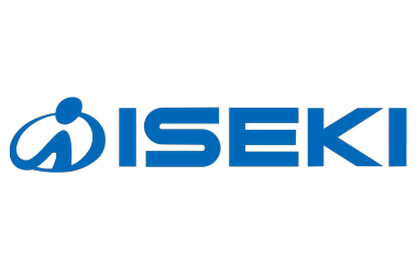 Logo Iseki bleu avec une personne stylisée dans un arc à gauche et le mot « ISEKI » à droite.