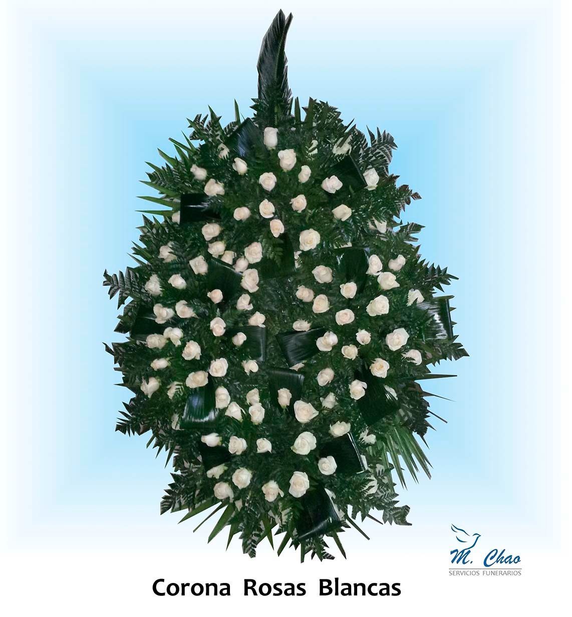 Una imagen de una corona con las palabras corona rosas blancas en la parte inferior.