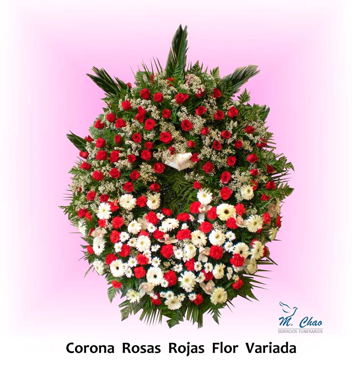 Una corona de flores rojas y blancas se llama corona rosas rojas flor variada