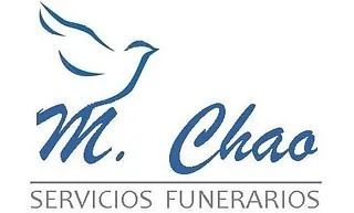 Un logotipo para m. chaos servicios funerarios con un pájaro en él.