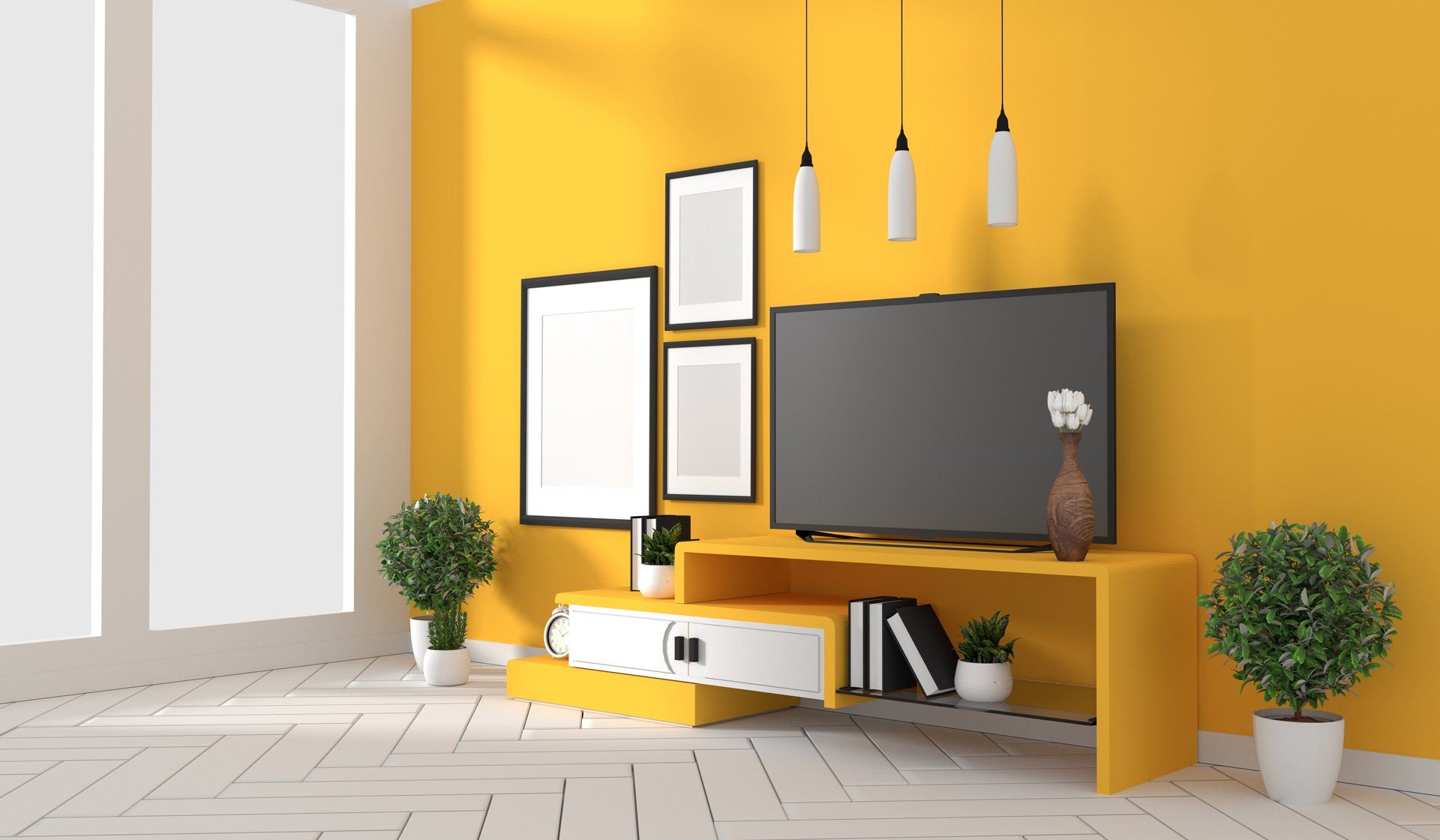 Pièce à vivre jaune