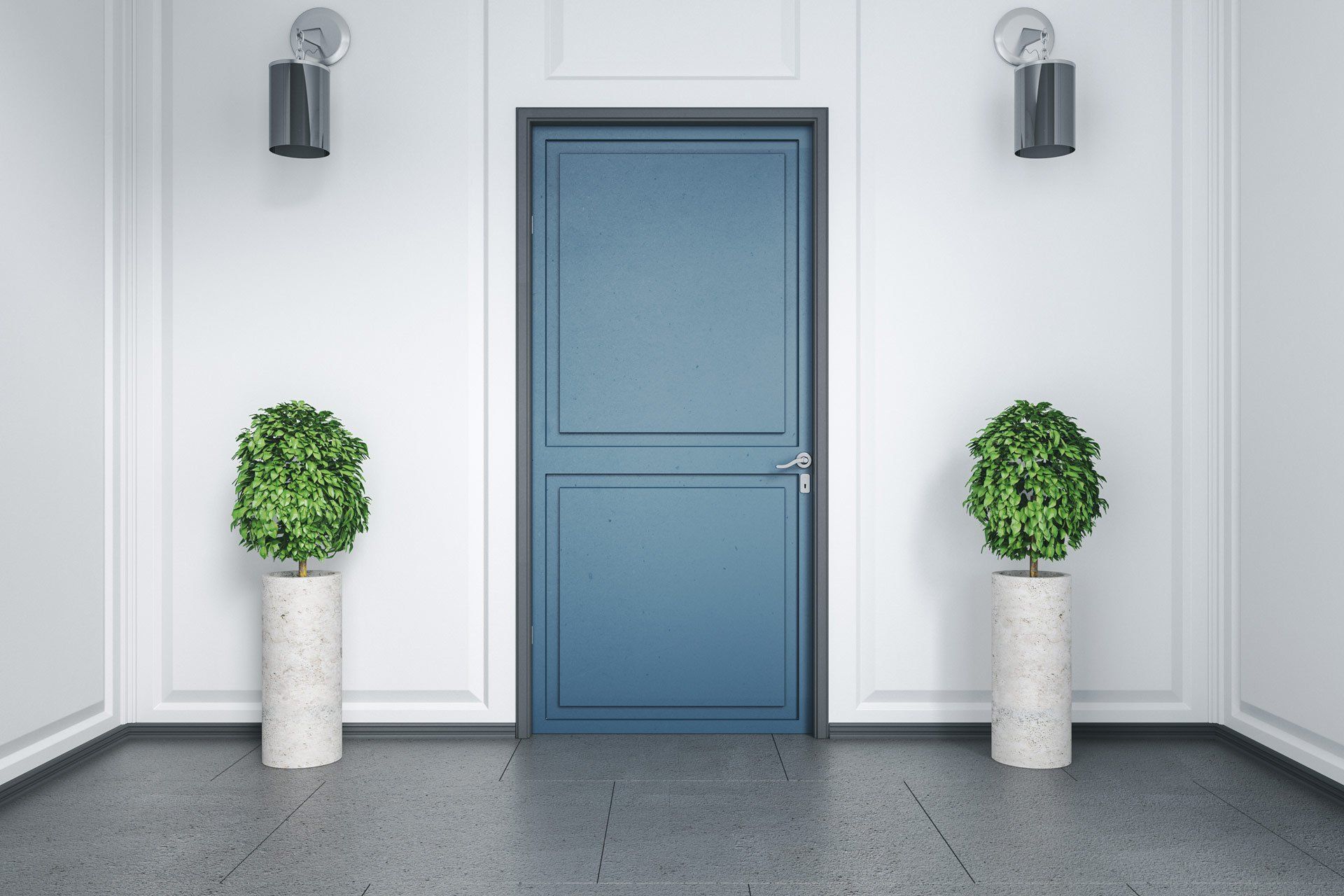 Porte peinte en bleu