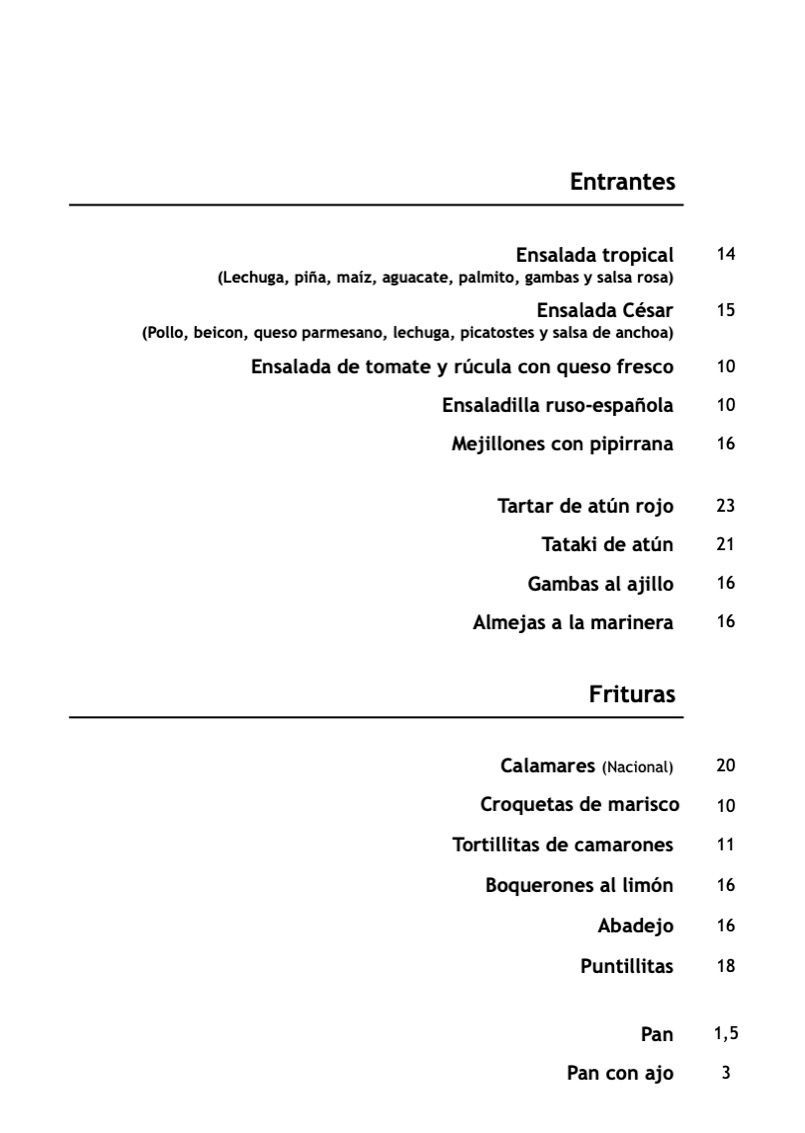 Una imagen en blanco y negro de un menú sobre un fondo blanco.