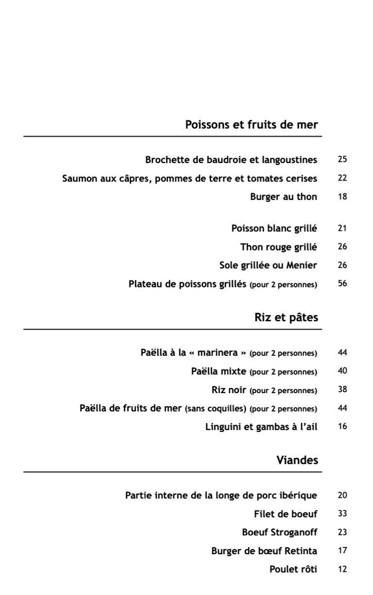 Un menú para un restaurante con mucha comida.