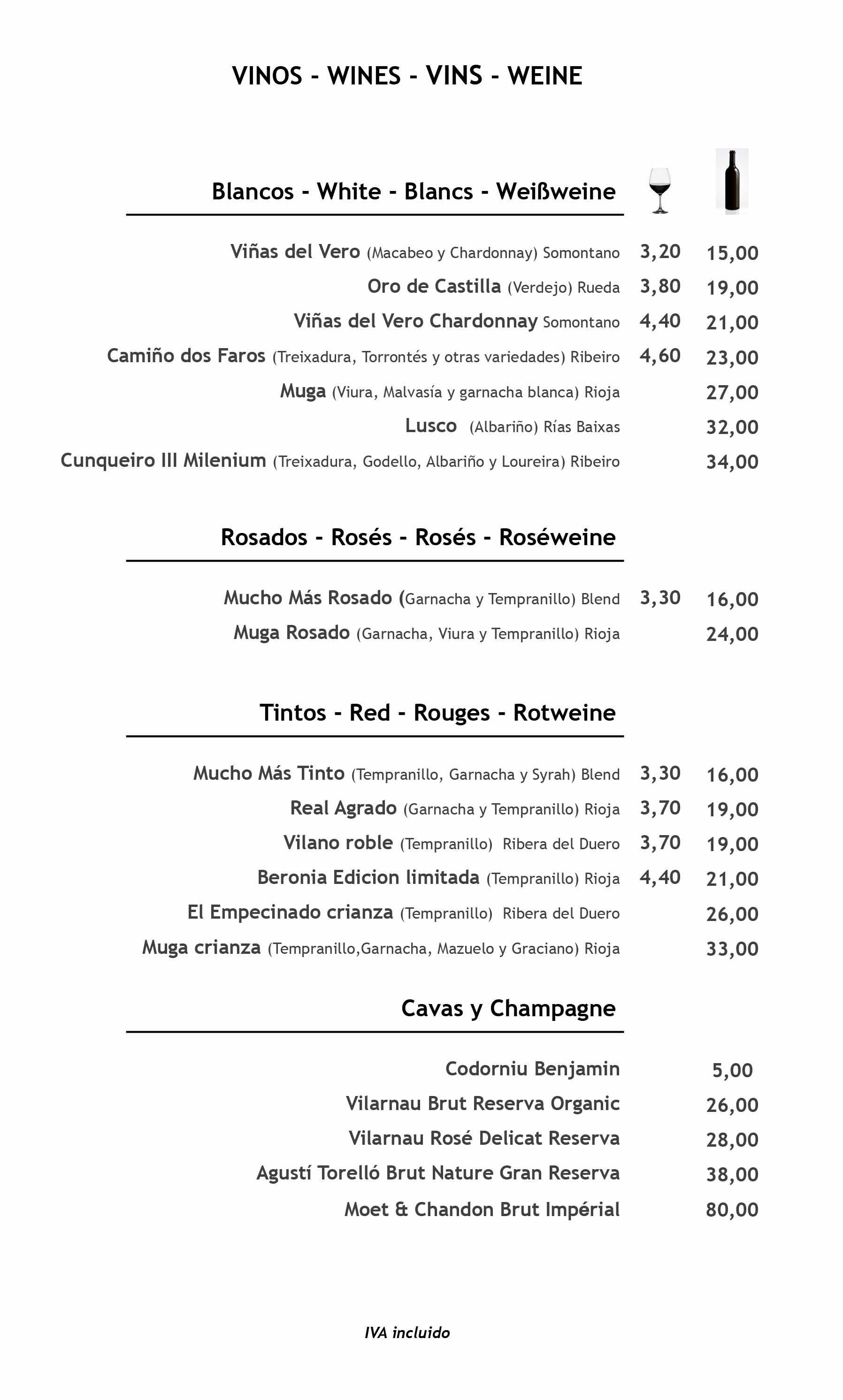 Un menú de un restaurante con una botella de vino en él.