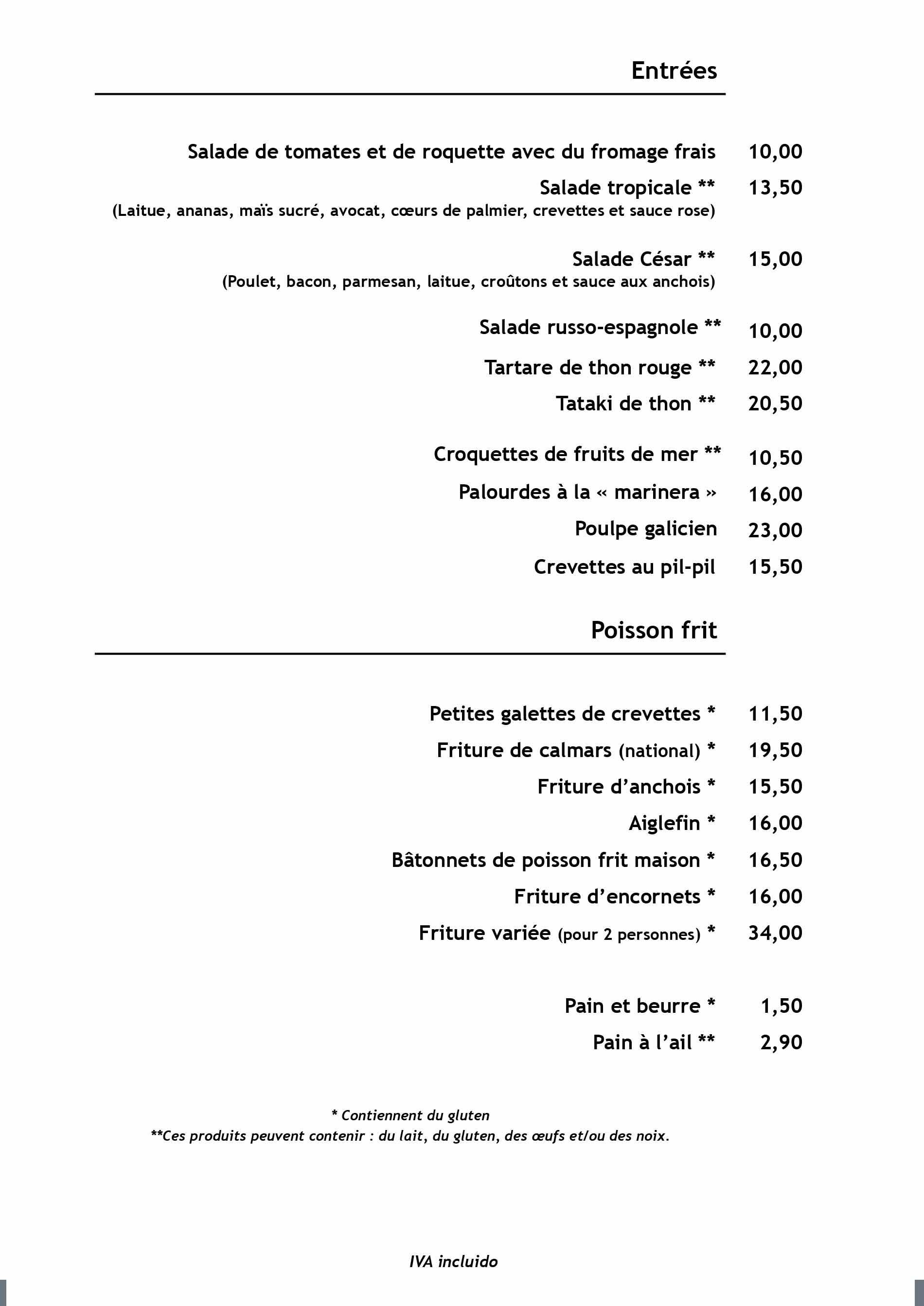 Una imagen en blanco y negro de un menú de un restaurante.