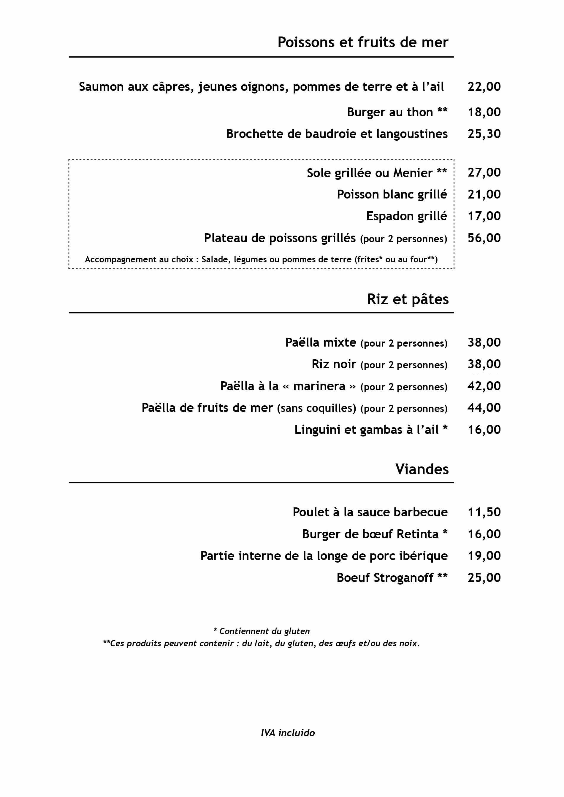 Un menú para un restaurante con mucha comida.