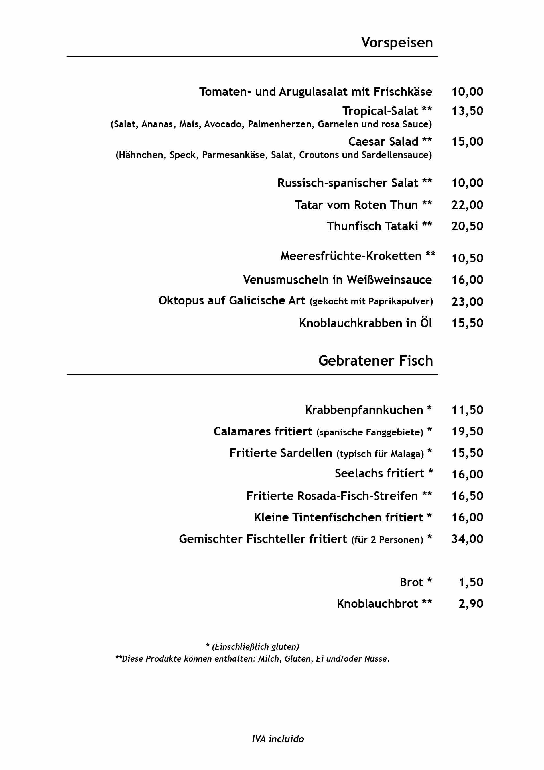 Un menú para un restaurante con mucha comida.