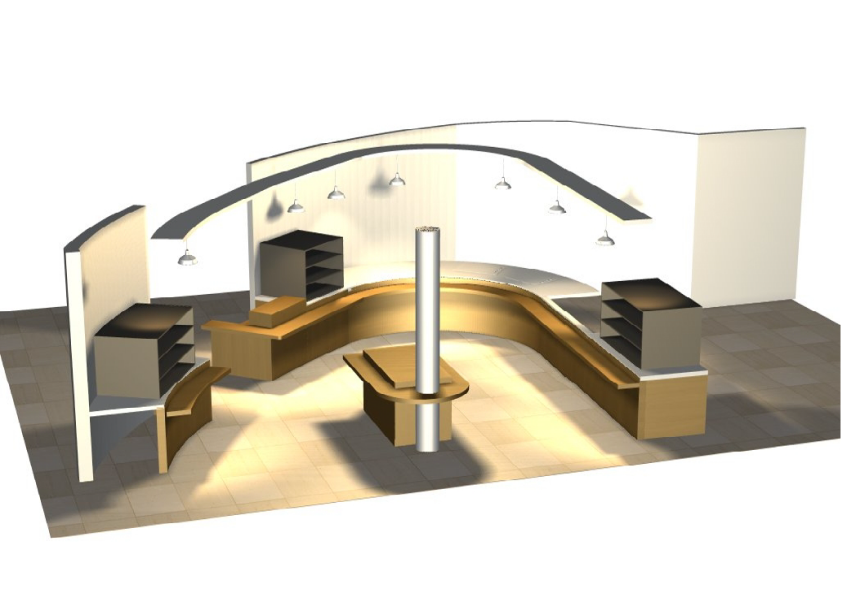 Design 3D d'un aménagement de cafétéria