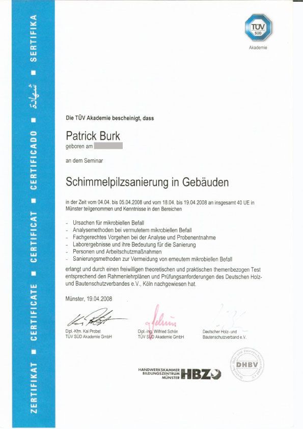 Zertifikat Burk & Hansen