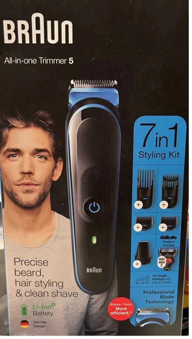 Una caja para un kit de peinado Braun 7 en 1