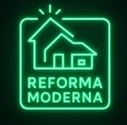 Un letrero de neón con una casa y las palabras reforma moderna