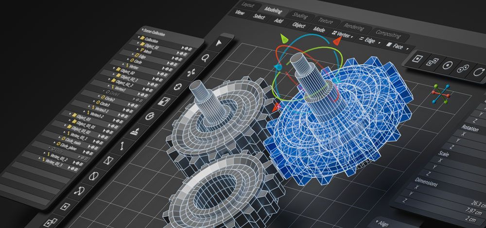 Une modélisation 3D de pièces
